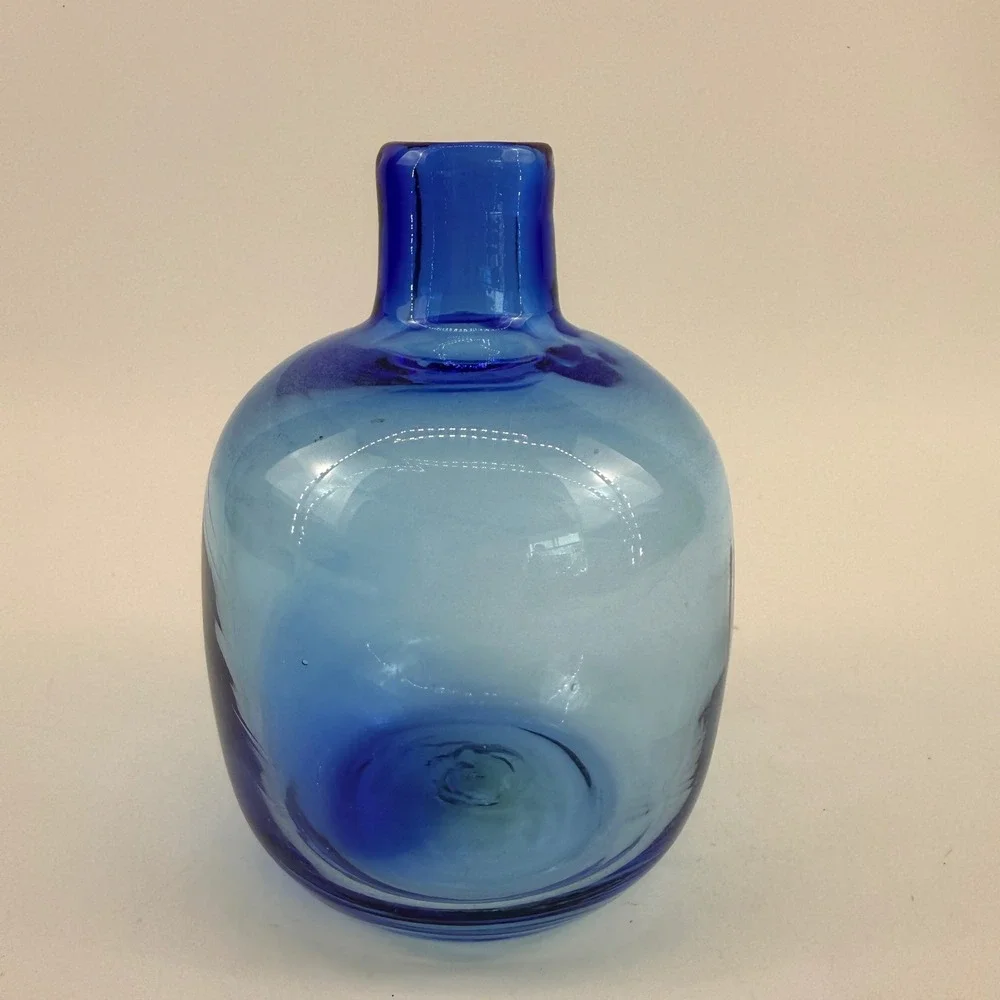 Blenko 6424 Turquoise Bud Vase‎ Candleholder Joel Myers MCM Art Glass